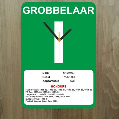 Quartz Clock, Liverpool Legends, Shows Name, Number and Honours Won, Stand or Wall Mounted, Battery Included - Bruce Grobbelaar - A5 - 140mm x 210mm
