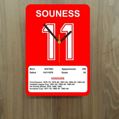 Quartz Clock, Liverpool Legends, Shows Name, Number and Honours Won, Stand or Wall Mounted, Battery Included - Greame Souness - A5 - 140mm x 210mm