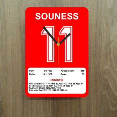 Quartz Clock, Liverpool Legends, Shows Name, Number and Honours Won, Stand or Wall Mounted, Battery Included - Greame Souness - A4 - 290mm x 210mm
