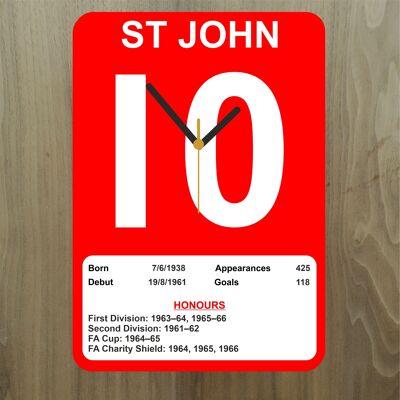 Quartz Clock, Liverpool Legends, Shows Name, Number and Honours Won, Stand or Wall Mounted, Battery Included - Ian St John - A5 - 140mm x 210mm