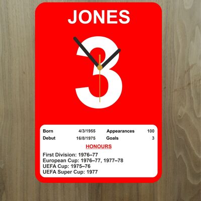 Quartz Clock, Liverpool Legends, Shows Name, Number and Honours Won, Stand or Wall Mounted, Battery Included - Joey Jones - A5 - 140mm x 210mm