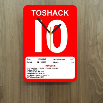 Quartz Clock, Liverpool Legends, Shows Name, Number and Honours Won, Stand or Wall Mounted, Battery Included - John Toshack - A5 - 140mm x 210mm