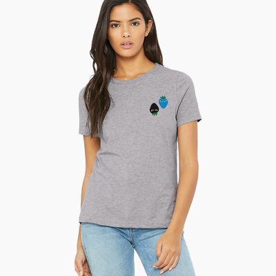 Black and blue logos gray unisex t-shirt