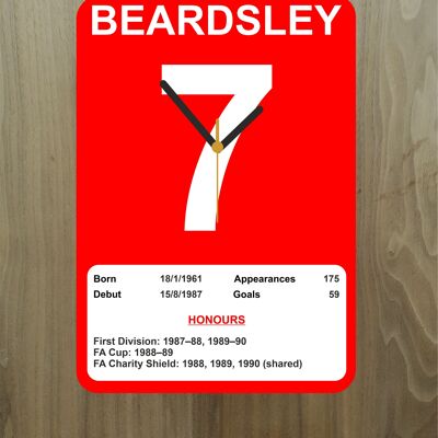 Quartz Clock, Liverpool Legends, Shows Name, Number and Honours Won, Stand or Wall Mounted, Battery Included - Peter Beardsley - A5 - 140mm x 210mm