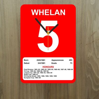 Quartz Clock, Liverpool Legends, Shows Name, Number and Honours Won, Stand or Wall Mounted, Battery Included - Ronnie Whelan - A4 - 290mm x 210mm