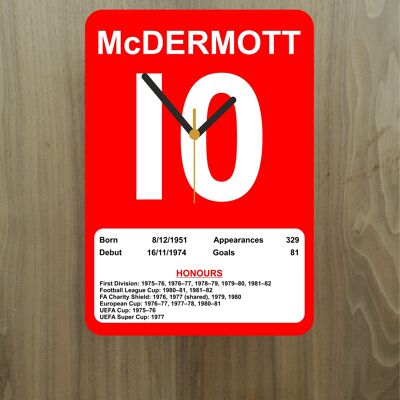 Quartz Clock, Liverpool Legends, Shows Name, Number and Honours Won, Stand or Wall Mounted, Battery Included - Terry Mc Dermott - A4 - 290mm x 210mm