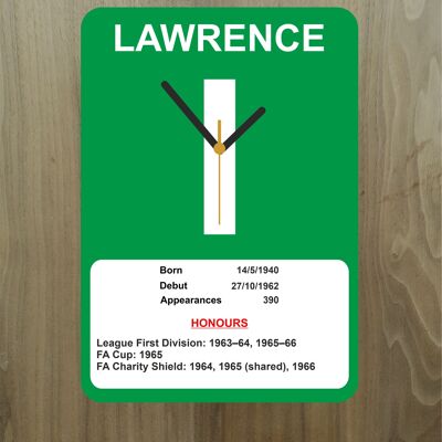 Quartz Clock, Liverpool Legends, Shows Name, Number and Honours Won, Stand or Wall Mounted, Battery Included - Tommy Lawrence - A5 - 140mm x 210mm
