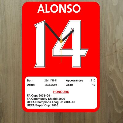 Quartz Clock, Liverpool Legends, Shows Name, Number and Honours Won, Stand or Wall Mounted, Battery Included - Xabi Alonso - A5 - 140mm x 210mm