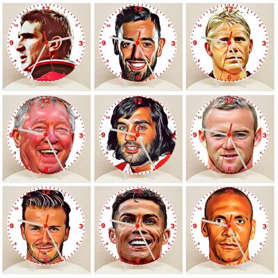 Football Clocks, Cartoon Manchester Utd Characters On A Quartz Clock, Stand or Wall Mounted, Battery Included - Ronaldo