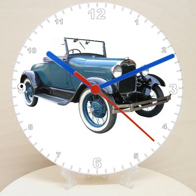 Car Makes Classic Car Related Pictures on a Quartz Clock, Stand or Wall Mounted, 200mm, Battery Included - Ford Model A - 200mm High