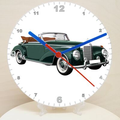 Car Makes Classic Car Related Pictures on a Quartz Clock, Stand or Wall Mounted, 200mm, Battery Included - Mercedes 300sc - 200mm High