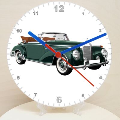 Car Makes Classic Car Related Pictures on a Quartz Clock, Stand or Wall Mounted, 200mm, Battery Included - Mercedes 300sc - 200mm High