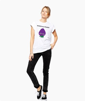 MAISON des FRAISES T-SHIRT UNISEXE BLANC VIOLET 1