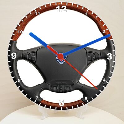 Car Makes Classic Car Related Pictures on a Quartz Clock, Stand or Wall Mounted, 200mm, Battery Included - Scania Truck Steering Wheel - 300mm High