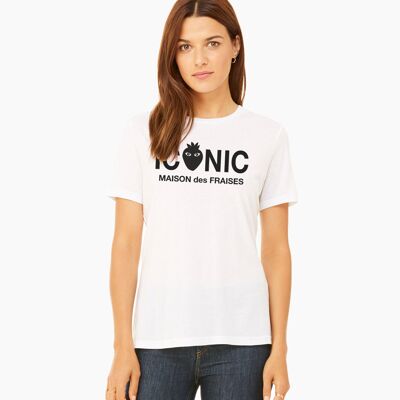 T-SHIRT UNISEXE BLANC AVEC LOGO ICONIC NOIR