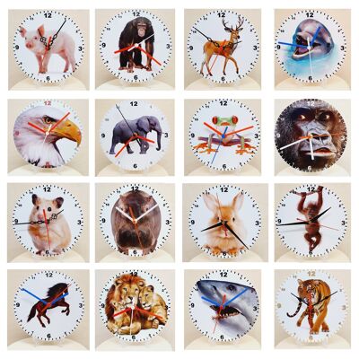 Animal Clocks, A Choice Of Animals on a Quartz Clock. Stand or Wall Mounted, 200mm, Battery Included - Cheetah - 200mm Diameter
