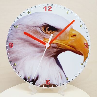 Animal Clocks, A Choice Of Animals on a Quartz Clock. Stand or Wall Mounted, 200mm, Battery Included - eagle - 200mm Diameter