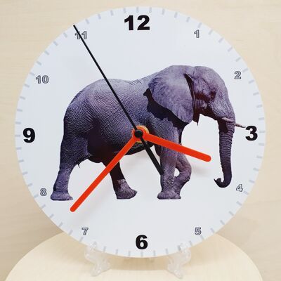 Animal Clocks, A Choice Of Animals on a Quartz Clock. Stand or Wall Mounted, 200mm, Battery Included - elephant - 200mm Diameter