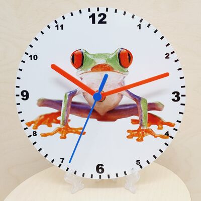 Animal Clocks, A Choice Of Animals on a Quartz Clock. Stand or Wall Mounted, 200mm, Battery Included - frog - 200mm Diameter