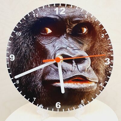 Animal Clocks, A Choice Of Animals on a Quartz Clock. Stand or Wall Mounted, 200mm, Battery Included - gorilla - 200mm Diameter
