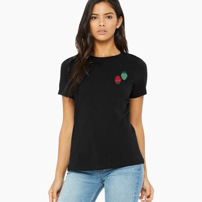 Red and neo mint logos black unisex t-shirt