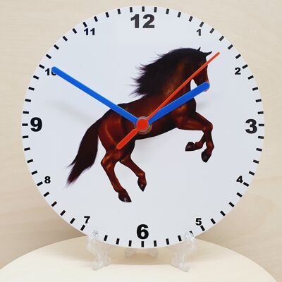 Animal Clocks, A Choice Of Animals on a Quartz Clock. Stand or Wall Mounted, 200mm, Battery Included - horse - 200mm Diameter