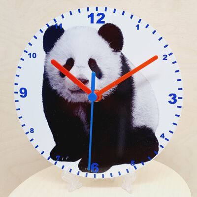 Animal Clocks, A Choice Of Animals on a Quartz Clock. Stand or Wall Mounted, 200mm, Battery Included - Panda - 200mm Diameter