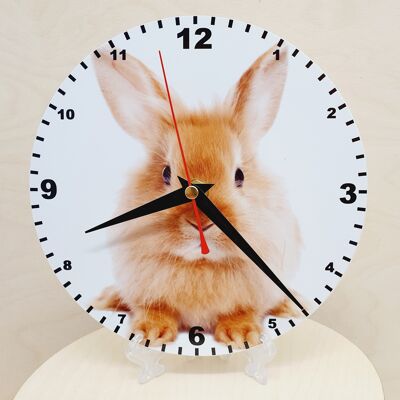 Animal Clocks, A Choice Of Animals on a Quartz Clock. Stand or Wall Mounted, 200mm, Battery Included - rabbit - 200mm Diameter