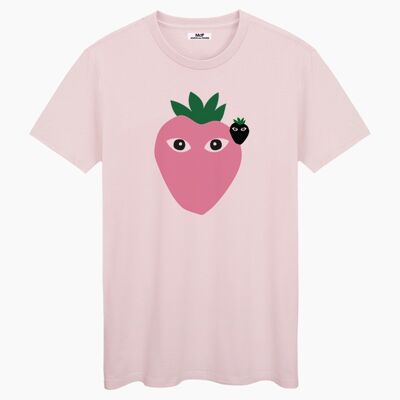 T-SHIRT UNISEXE LOGOS ROSE XL ET NOIR ROSE CRÈME