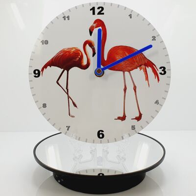 Animal Clocks, A Choice Of Animals on a Quartz Clock. Stand or Wall Mounted, 200mm, Battery Included - Flamingo - 200mm Diameter