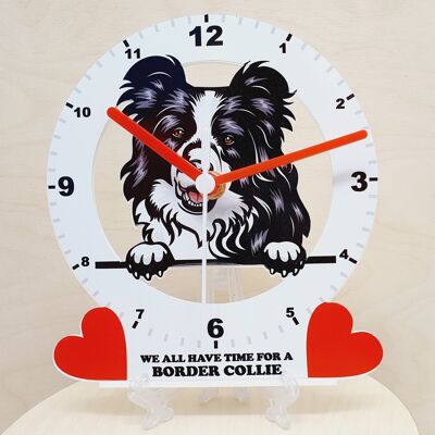 Dog Breed Clocks, Your favourite Peeking Dog On A Quartz Clock, Stand or Wall Mounted, 200mm - Border Collie