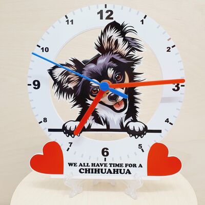 Dog Breed Clocks, Your favourite Peeking Dog On A Quartz Clock, Stand or Wall Mounted, 200mm - Chihuahua 1