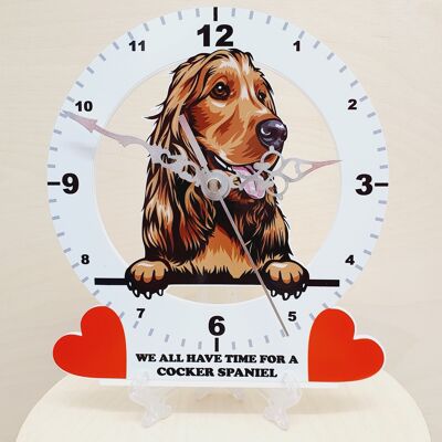 Dog Breed Clocks, Your favourite Peeking Dog On A Quartz Clock, Stand or Wall Mounted, 200mm - Cocker Spaniel