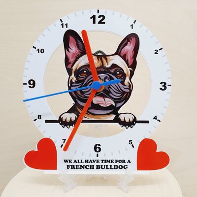 Dog Breed Clocks, Your favourite Peeking Dog On A Quartz Clock, Stand or Wall Mounted, 200mm - French Bulldog