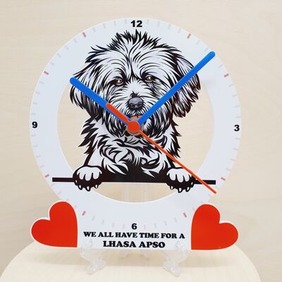 Dog Breed Clocks, Your favourite Peeking Dog On A Quartz Clock, Stand or Wall Mounted, 200mm - Lhasa Apso