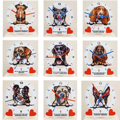 Dog Breed Clocks, Your favourite Peeking Dog On A Quartz Clock, Stand or Wall Mounted, 200mm - Pitbull 3