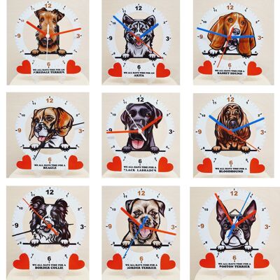 Dog Breed Clocks, Your favourite Peeking Dog On A Quartz Clock, Stand or Wall Mounted, 200mm - Pomeranian