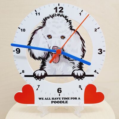 Dog Breed Clocks, Your favourite Peeking Dog On A Quartz Clock, Stand or Wall Mounted, 200mm - Poodle