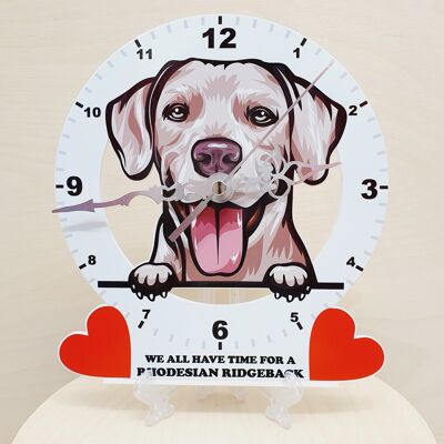Dog Breed Clocks, Your favourite Peeking Dog On A Quartz Clock, Stand or Wall Mounted, 200mm - Rhodesian Ridgeback