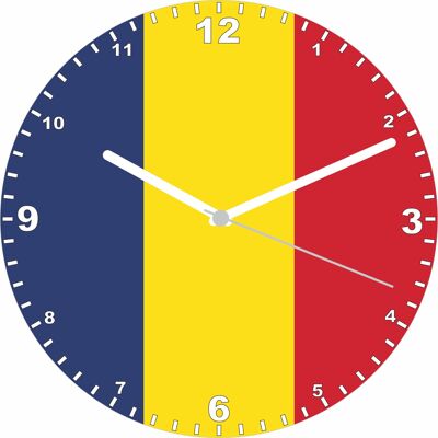 Flag Clock  - Beginning With R - Z, Flag Of Your Chosen Country On A Quartz Clock, Stand or Wall Mounted, 200mm - Romania