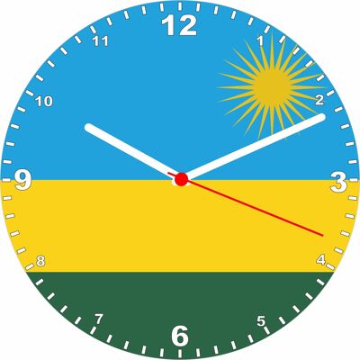 Flag Clock  - Beginning With R - Z, Flag Of Your Chosen Country On A Quartz Clock, Stand or Wall Mounted, 200mm - Rwanda