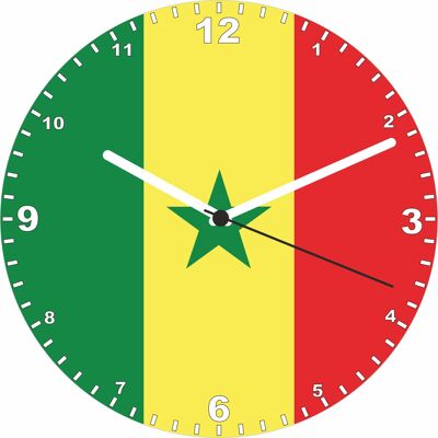 Flag Clock  - Beginning With R - Z, Flag Of Your Chosen Country On A Quartz Clock, Stand or Wall Mounted, 200mm - Senegal