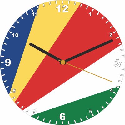 Flag Clock  - Beginning With R - Z, Flag Of Your Chosen Country On A Quartz Clock, Stand or Wall Mounted, 200mm - Seychelles