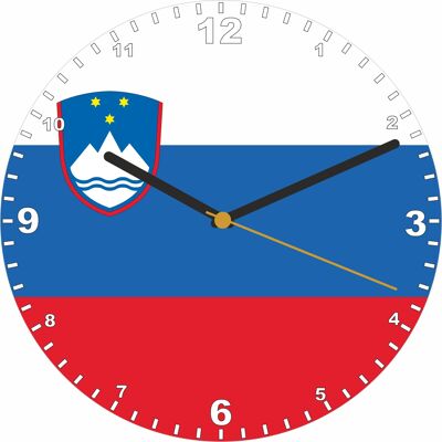 Flag Clock  - Beginning With R - Z, Flag Of Your Chosen Country On A Quartz Clock, Stand or Wall Mounted, 200mm - Slovenia