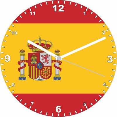 Flag Clock  - Beginning With R - Z, Flag Of Your Chosen Country On A Quartz Clock, Stand or Wall Mounted, 200mm - Spain
