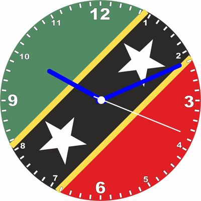 Flag Clock  - Beginning With R - Z, Flag Of Your Chosen Country On A Quartz Clock, Stand or Wall Mounted, 200mm - St Kitts
