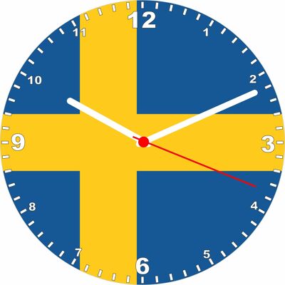 Flag Clock  - Beginning With R - Z, Flag Of Your Chosen Country On A Quartz Clock, Stand or Wall Mounted, 200mm - Sweden