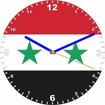Flag Clock  - Beginning With R - Z, Flag Of Your Chosen Country On A Quartz Clock, Stand or Wall Mounted, 200mm - Syria