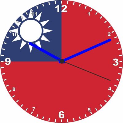 Flag Clock  - Beginning With R - Z, Flag Of Your Chosen Country On A Quartz Clock, Stand or Wall Mounted, 200mm - Taiwan