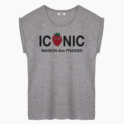 T-SHIRT FEMME GRIS ICONIC RED LOGO